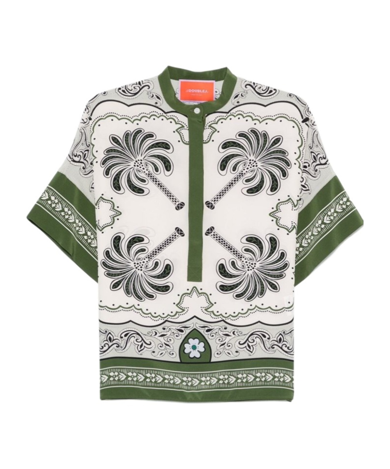La Doublej La Double J Multicolored Silk Shirt With Relaxed Fit In White