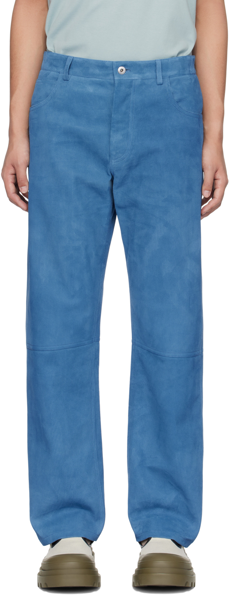 Bottega Veneta Belt-loop Casual Pants In Blue