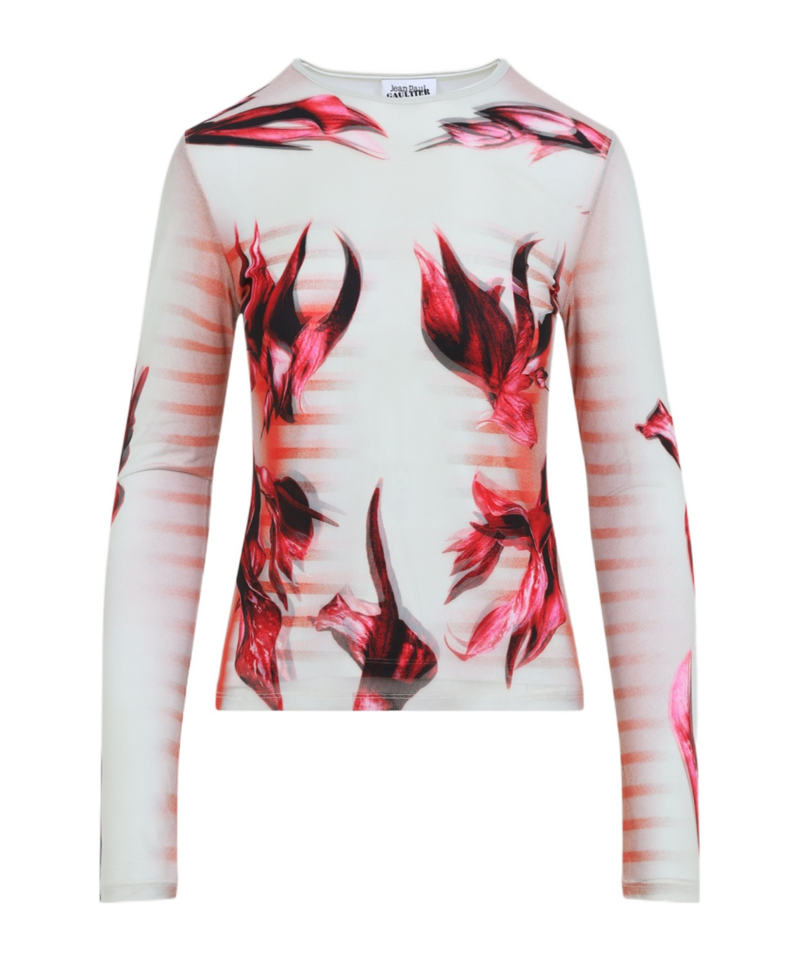 Shop Jean Paul Gaultier Double-layered Printed Top In White
