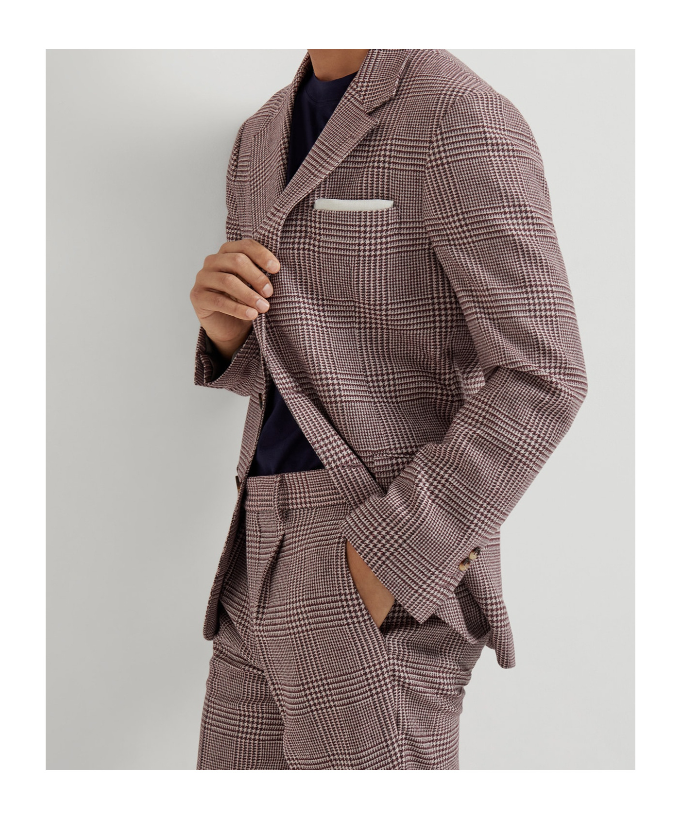 Brunello Cucinelli Checked-pattern Blazer In Burgundy