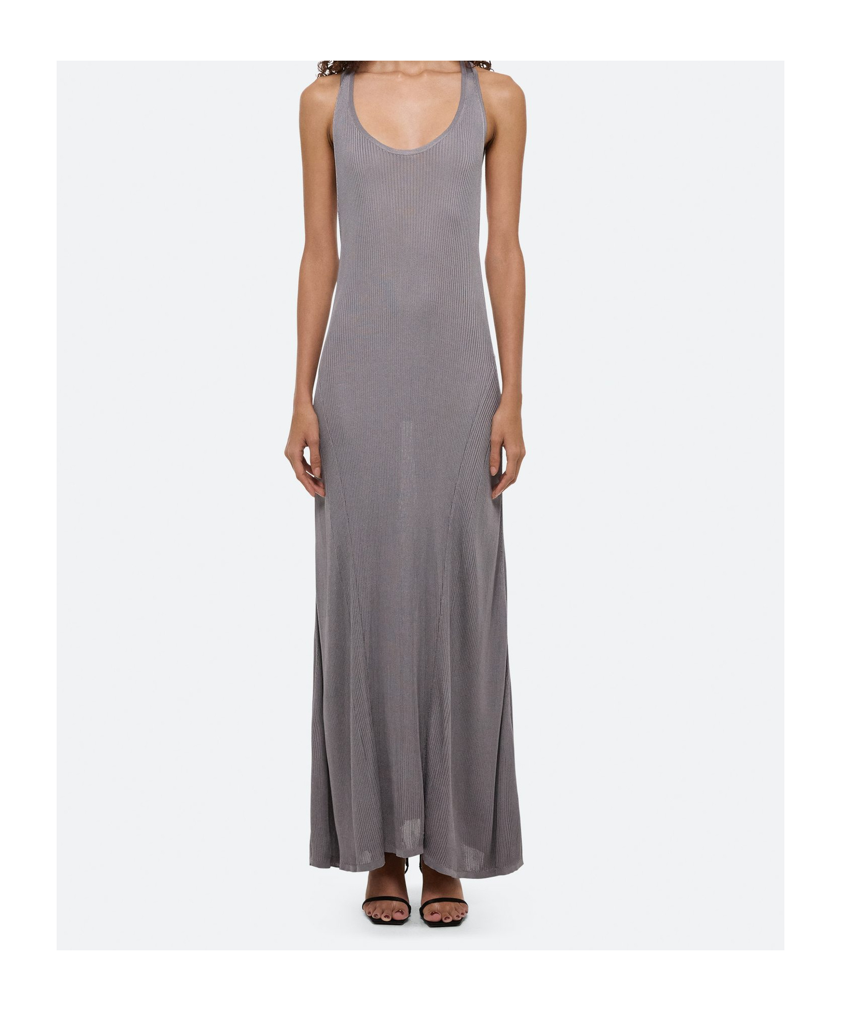 Helmut Lang Round Neck Sleeveless Dress In Gray