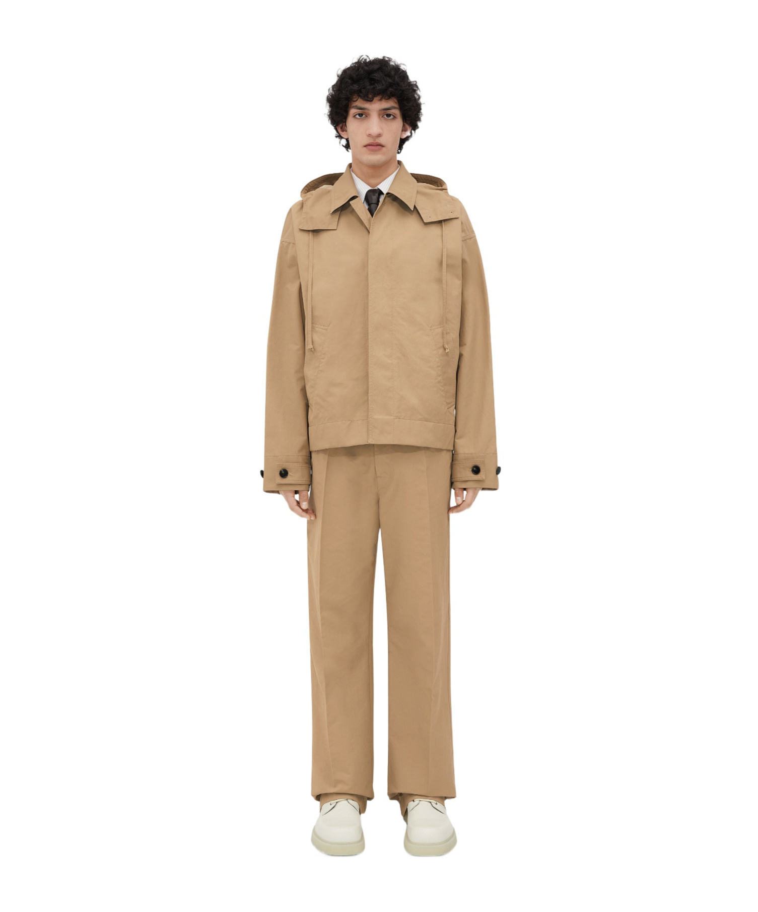 Bottega Veneta Beige Bi-color Tech Jacket In Brown