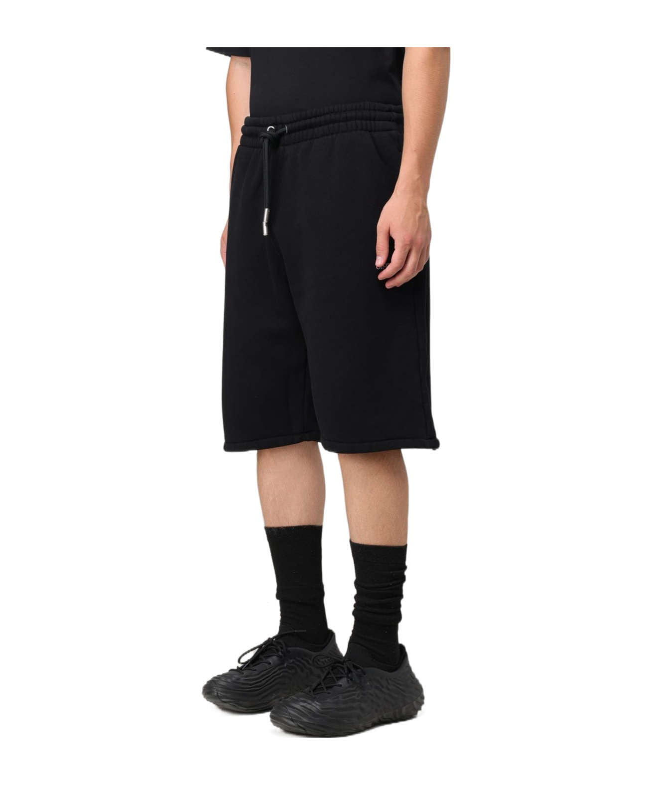 Off-white Off White "sporty Bermuda Shorts With Embroidered Arrow In Black