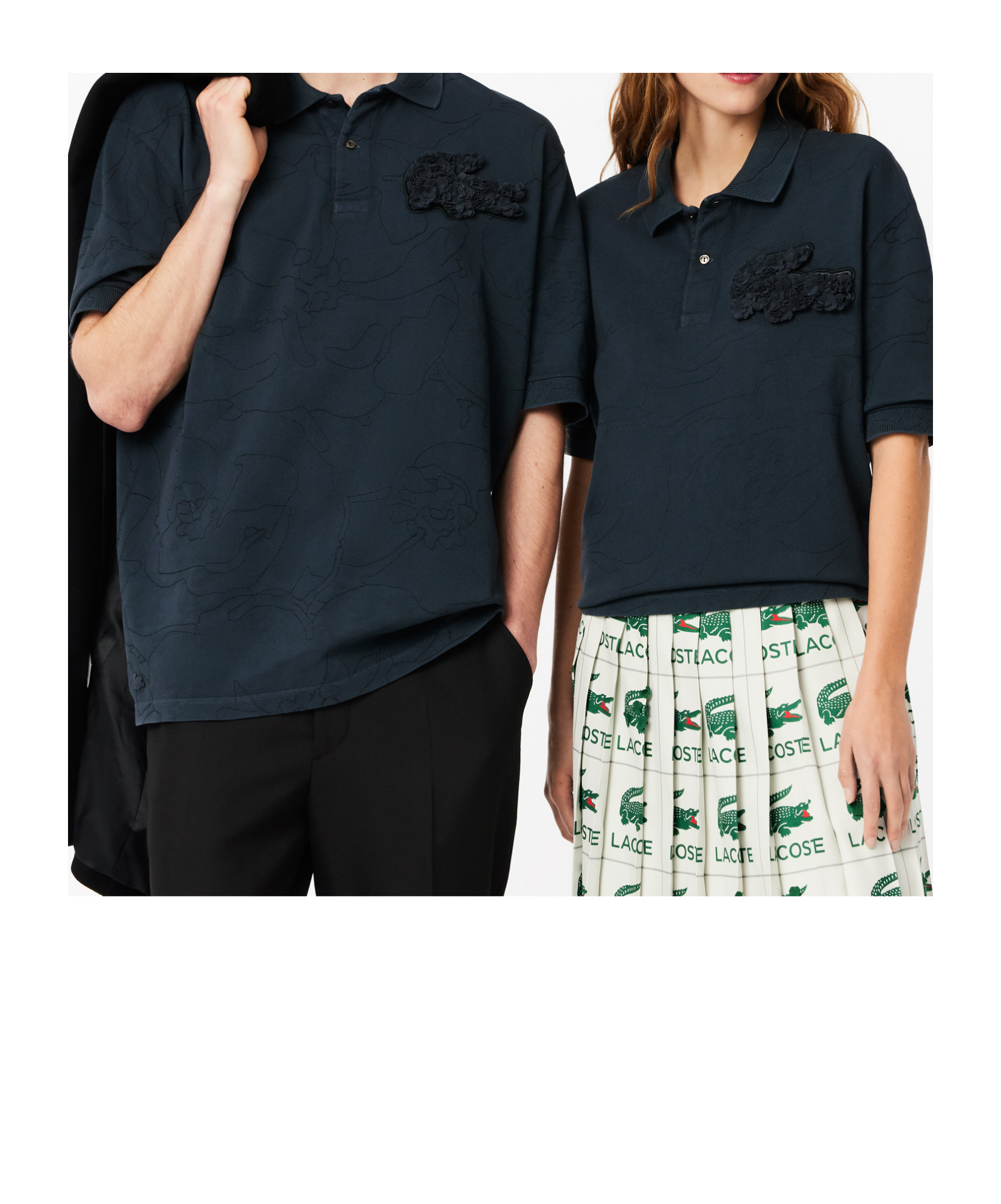 Lacoste Crocodile-appliqué Polo Shirt In Black