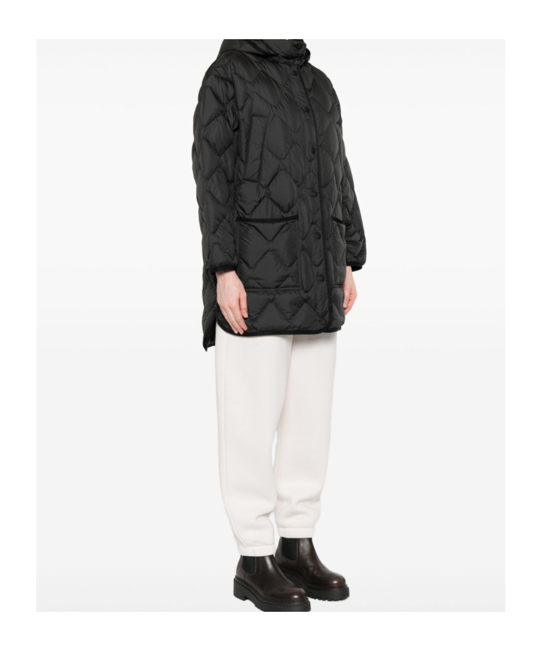 Woolrich Black Quilted Hooded Jacket In Black