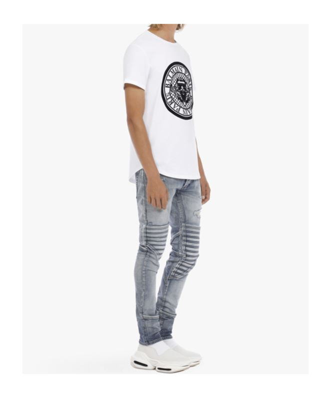 Balmain White Cotton T-shirt With Maxi Logo Print In White