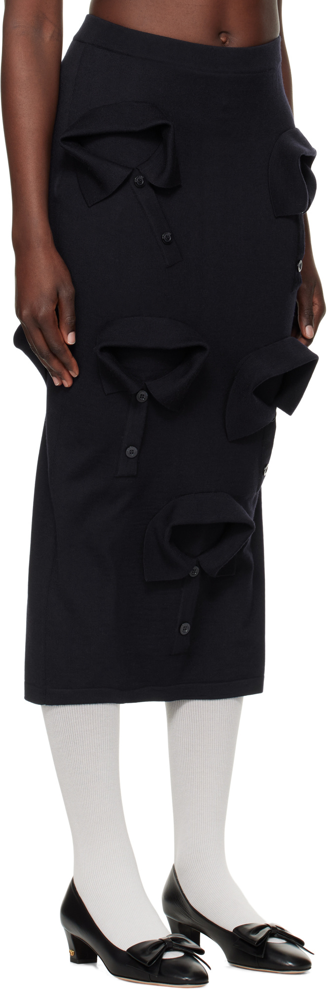 Moschino Merino Wool Knit Midi Skirt In Blue