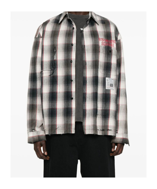 Miharayasuhiro Maison Mihara Yasuhiro Grey Checked Shirt With Distressed Finish In Gray