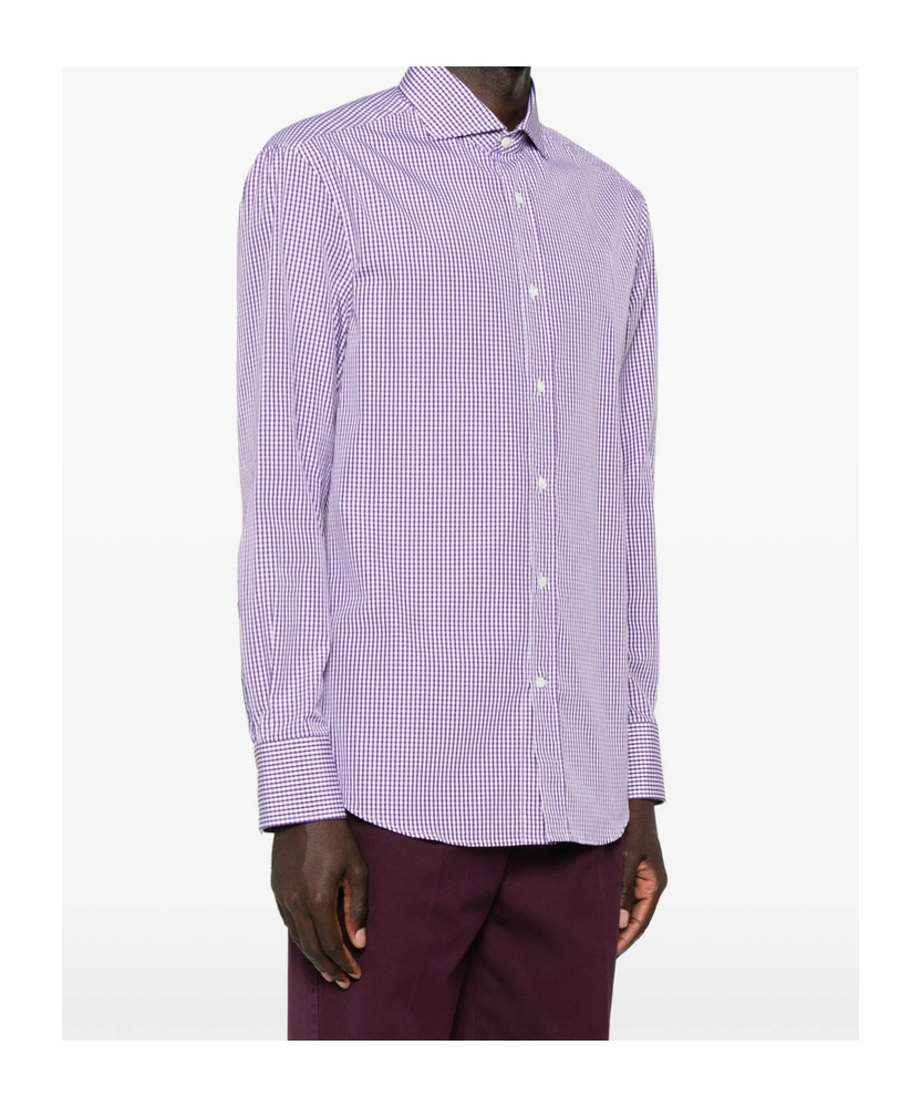 Brunello Cucinelli Gingham-check Shirt In Purple