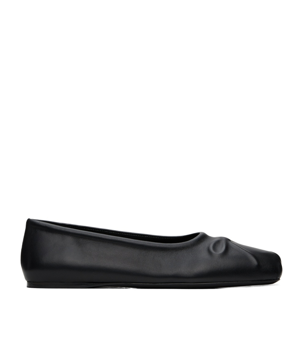 Shop Marni Black Nappa Leather Little Bow Ballet Flat
