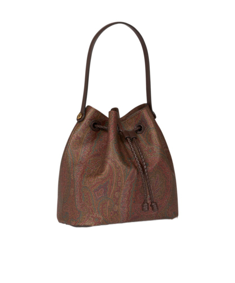 Shop Etro Small Paisley Bucket Bag In Brown