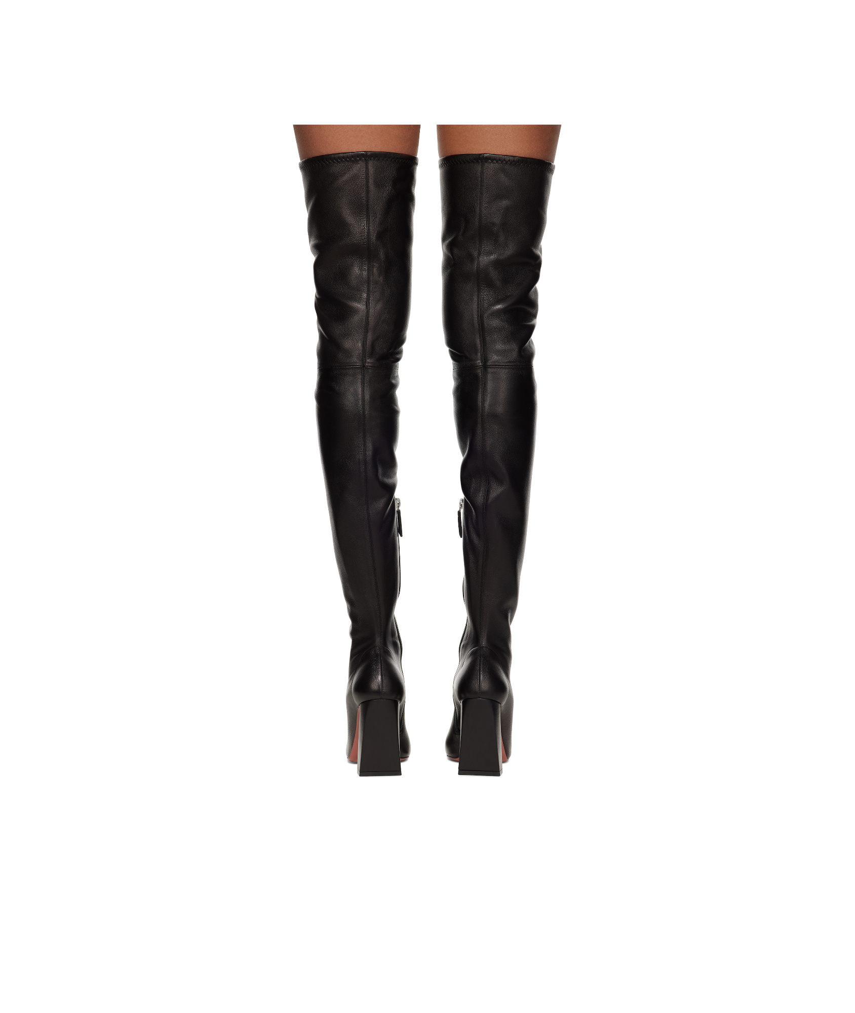 Amina Muaddi Marine Stretch Thigh High Boots In Black