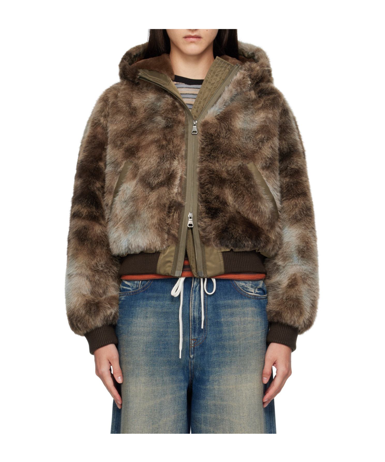 Andersson Bell Vanessa Faux Fur Jacket In Brown