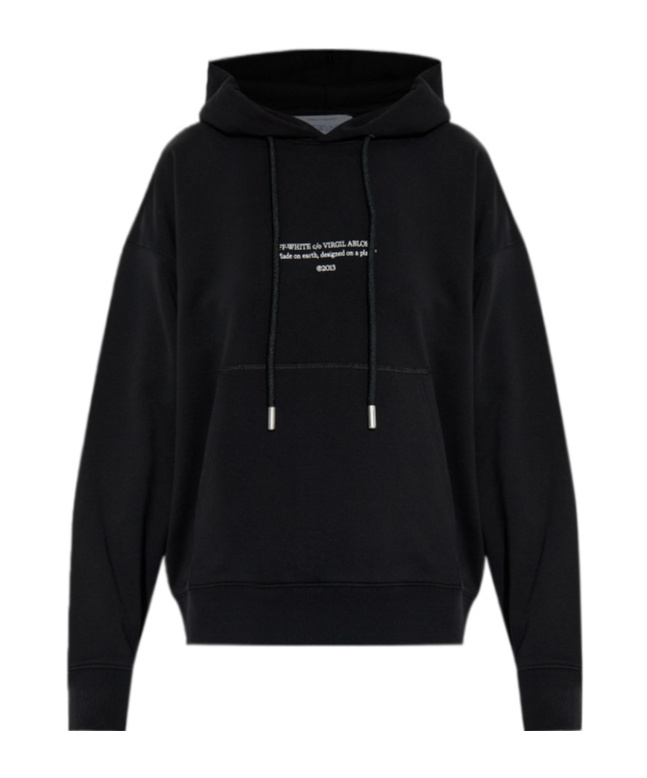 Off-white Drawstring Logo-detail Hoodie In Black