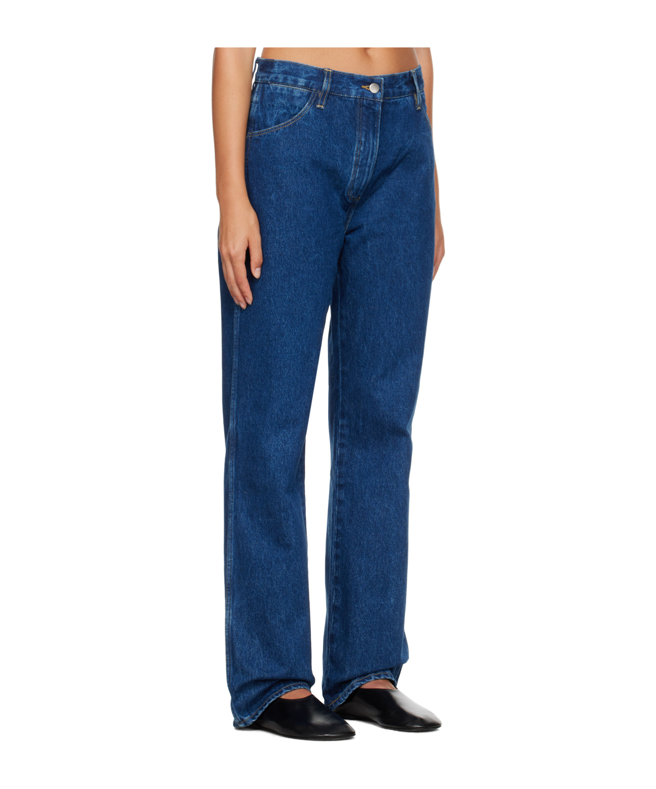 Studio Nicholson Belt Loop Zipper Jeans In Blue