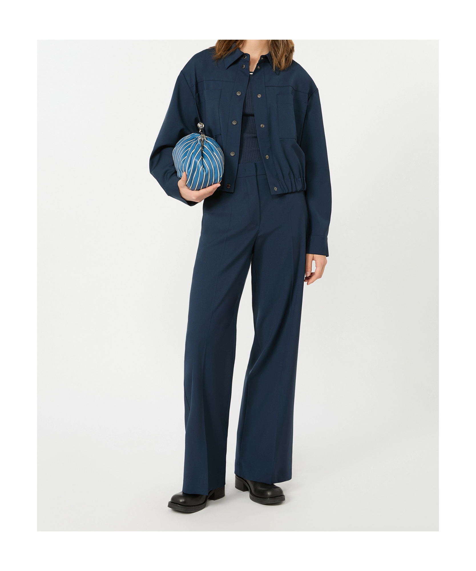 Weekend Max Mara Cropped Wool Jacket In Blue