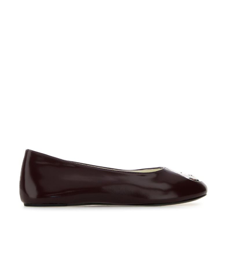 Tory Burch Logo-plaque Ballet Flats In Burgundy