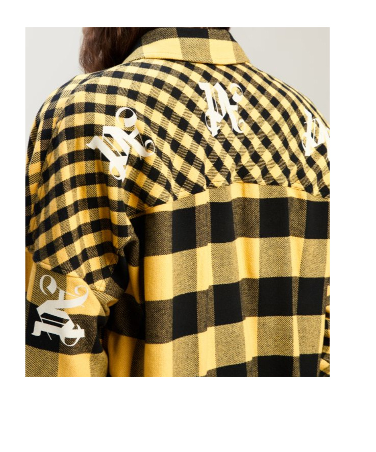 Palm Angels Tweed Checked Jacket In Yellow