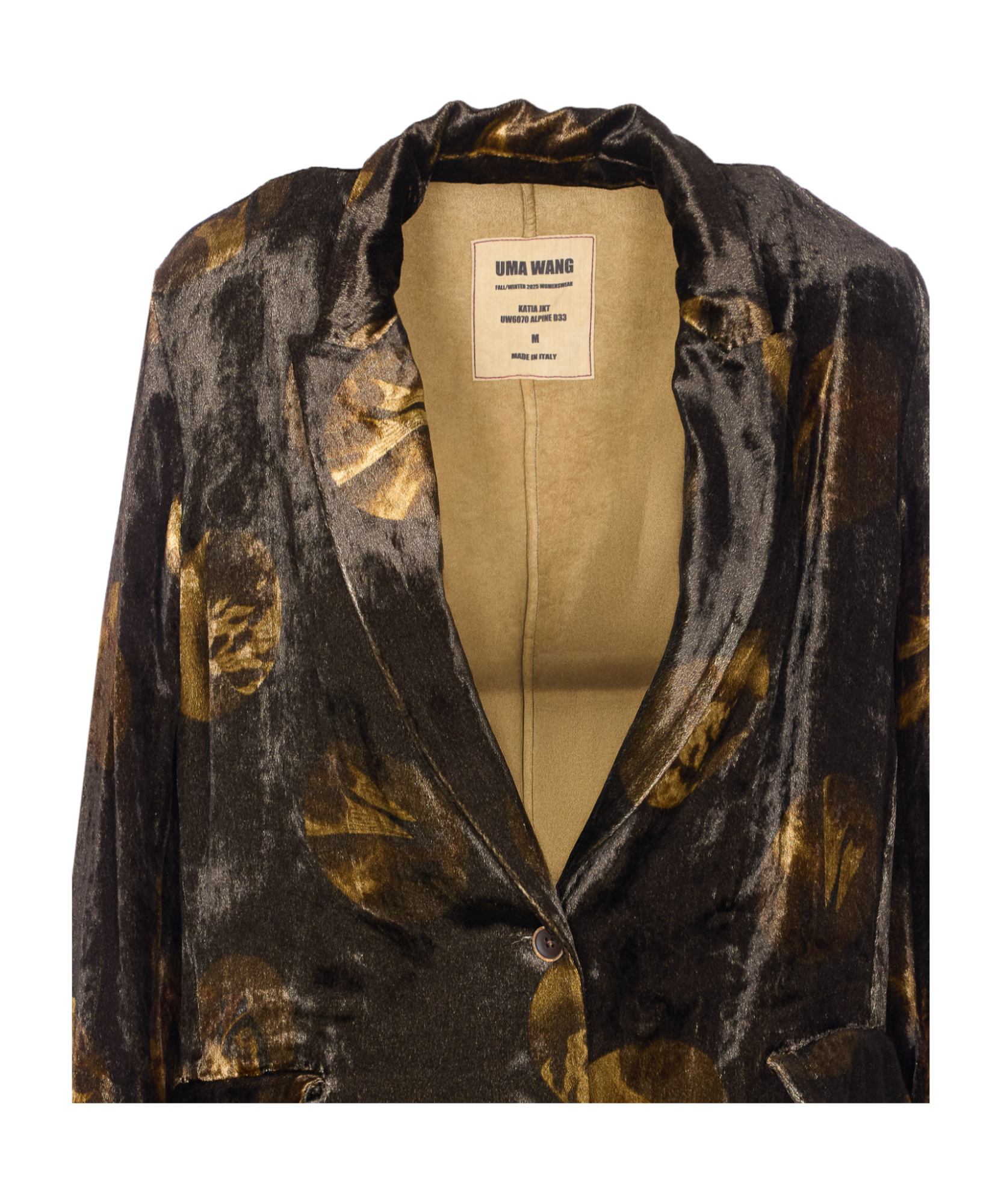 Uma Wang Longline Velvet Effect Jacket With Notched Lapel In Black