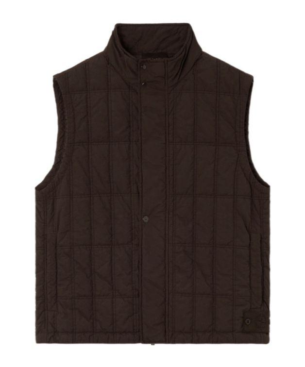 Stone Island High Neck Puffer Vest In Brown