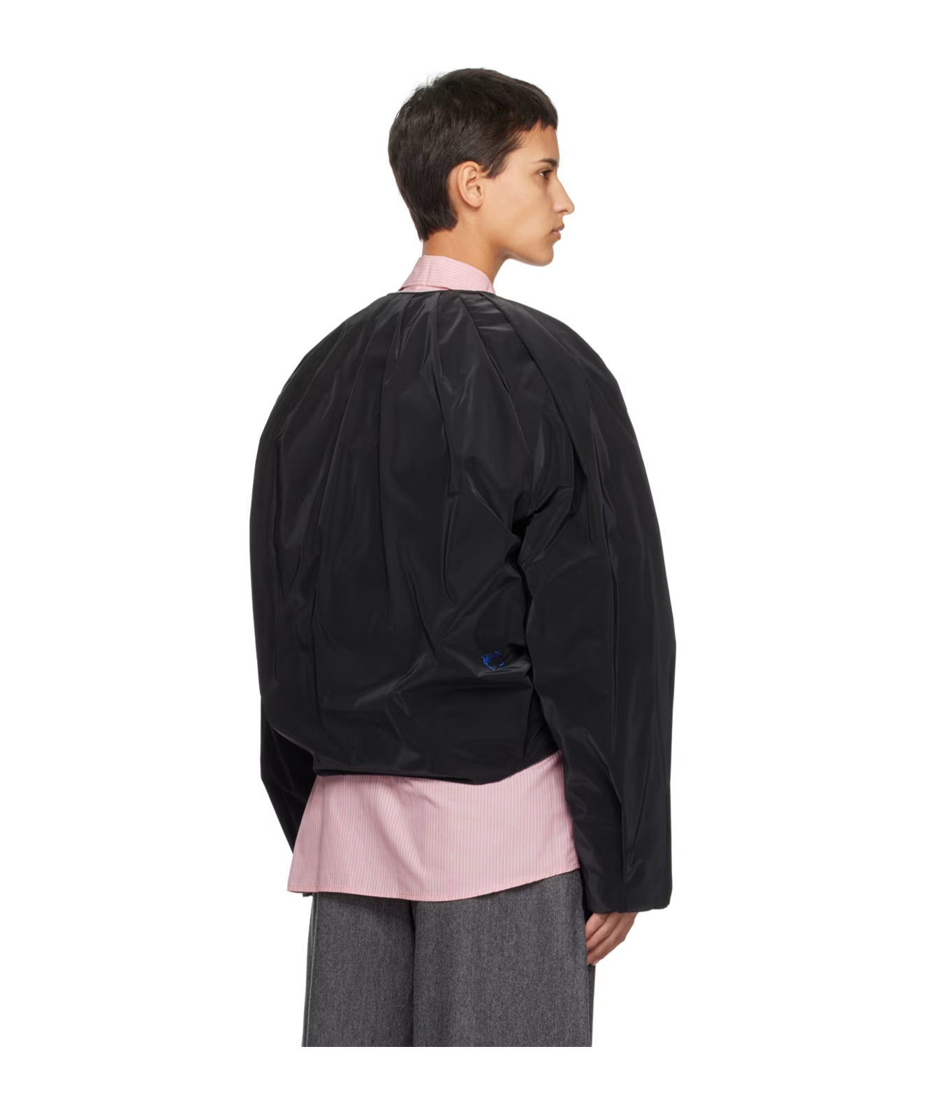 Ader Error Round-collar Pleated Down Jacket In Black
