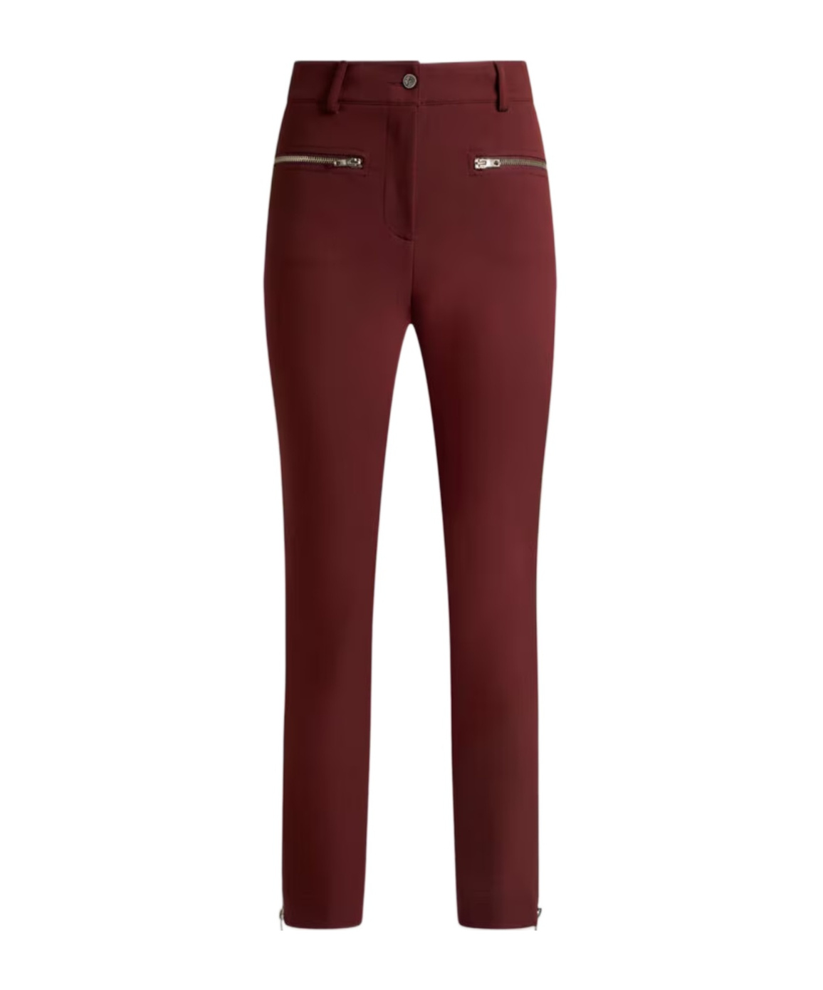 Etro Slim-fit Trousers With Zip In Burgundy