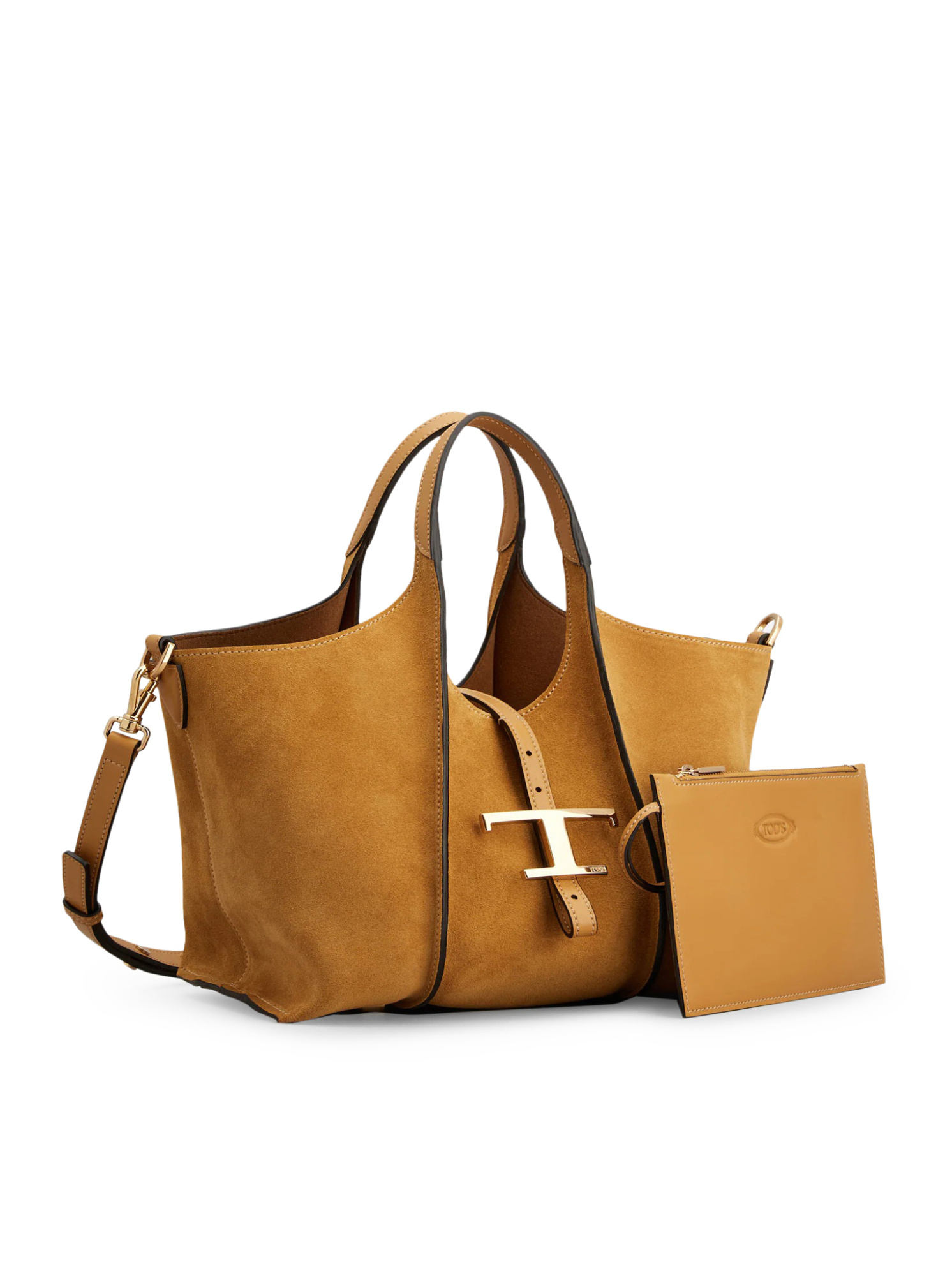 Tod's T Timeless Mini Shopping Bag In Suede In Brown