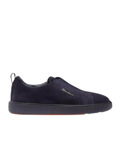 Santoni Suede Slip-on Sneaker In Black