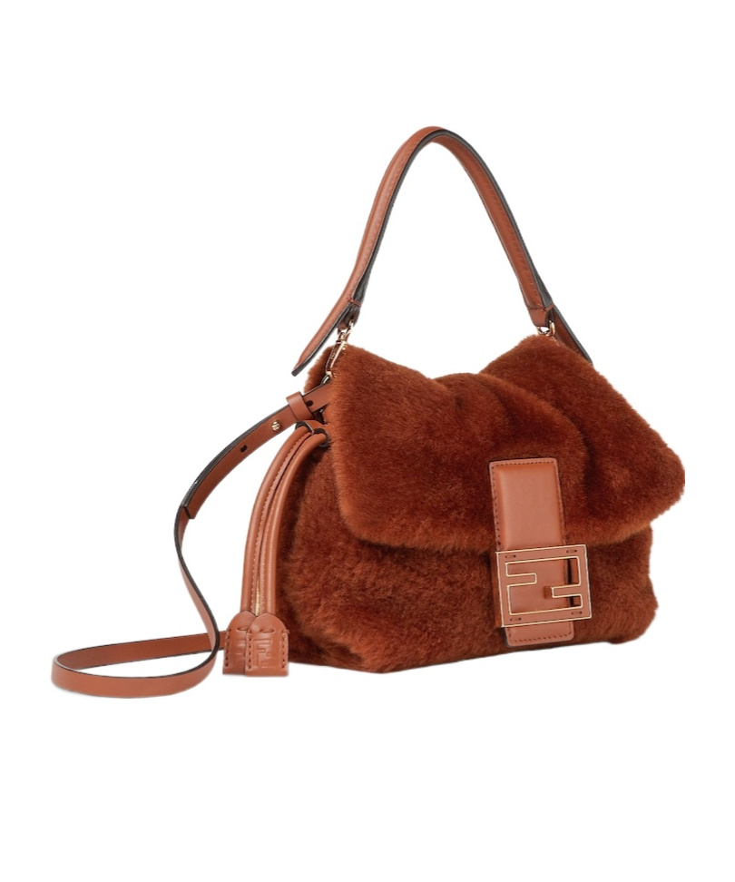 Fendi Brown Shearling Mini-bag In Brown