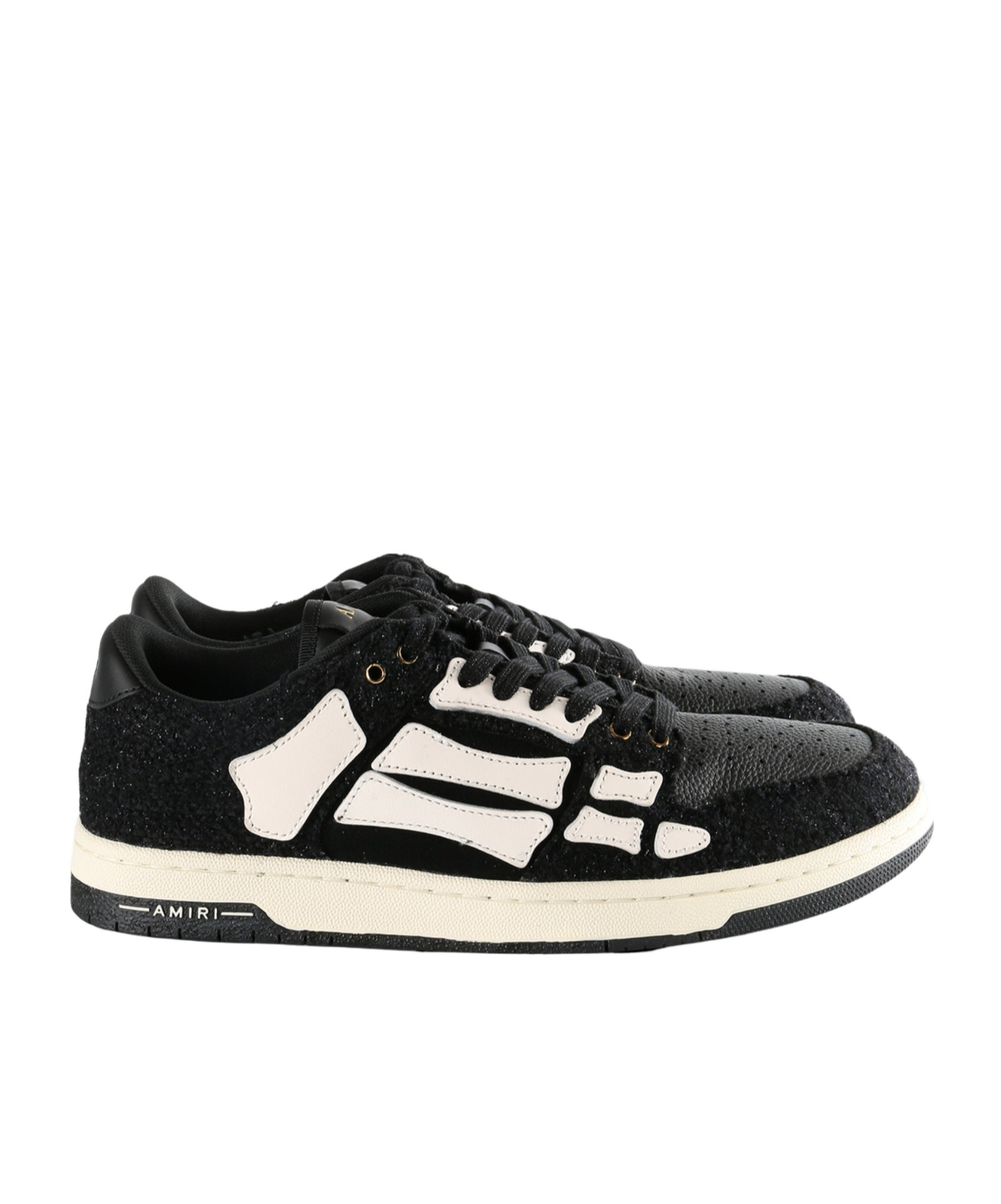 Amiri Boucle Skel Top Low Sneakers In Black