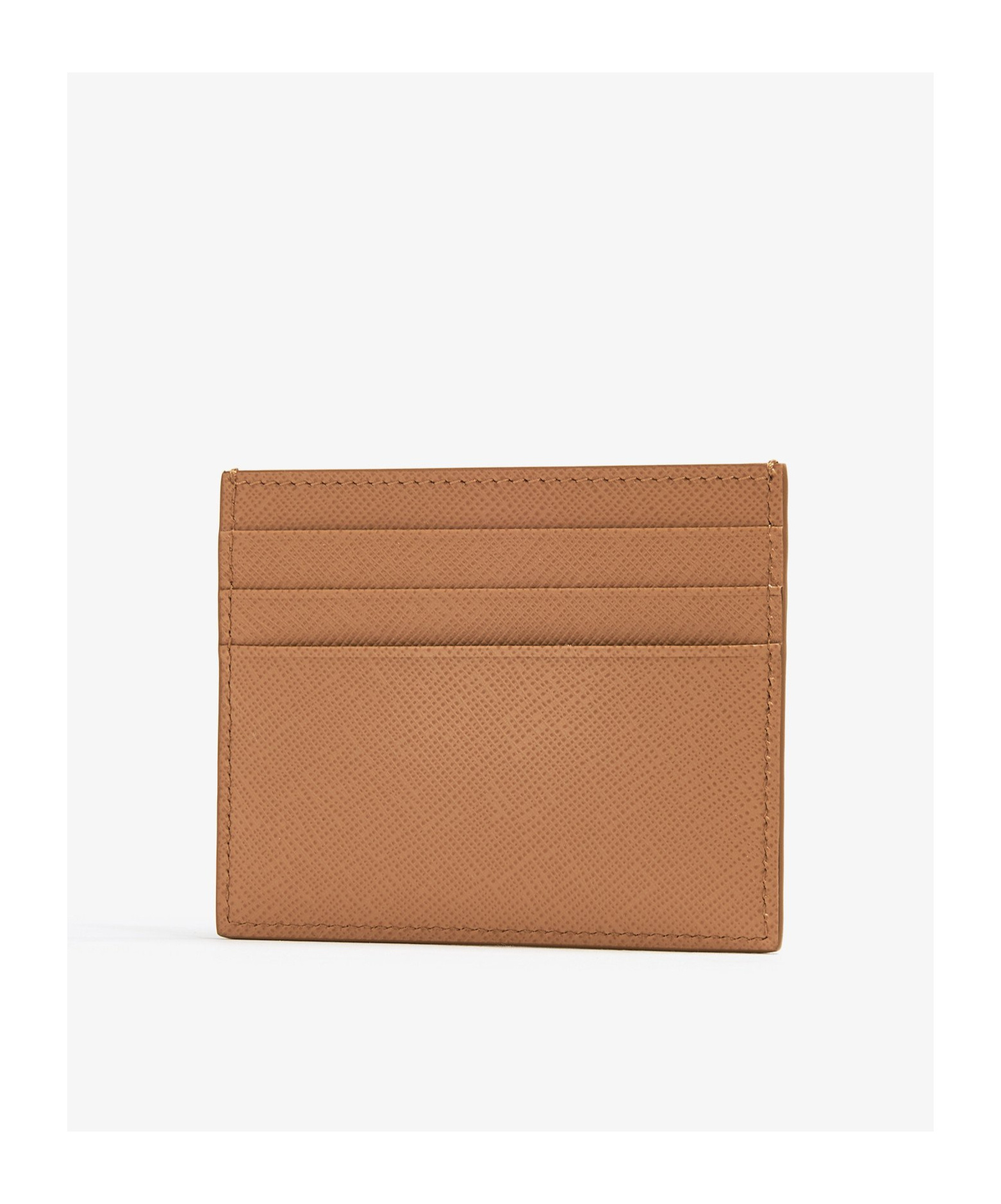 Prada Saffiano Leather Card Holder In Brown