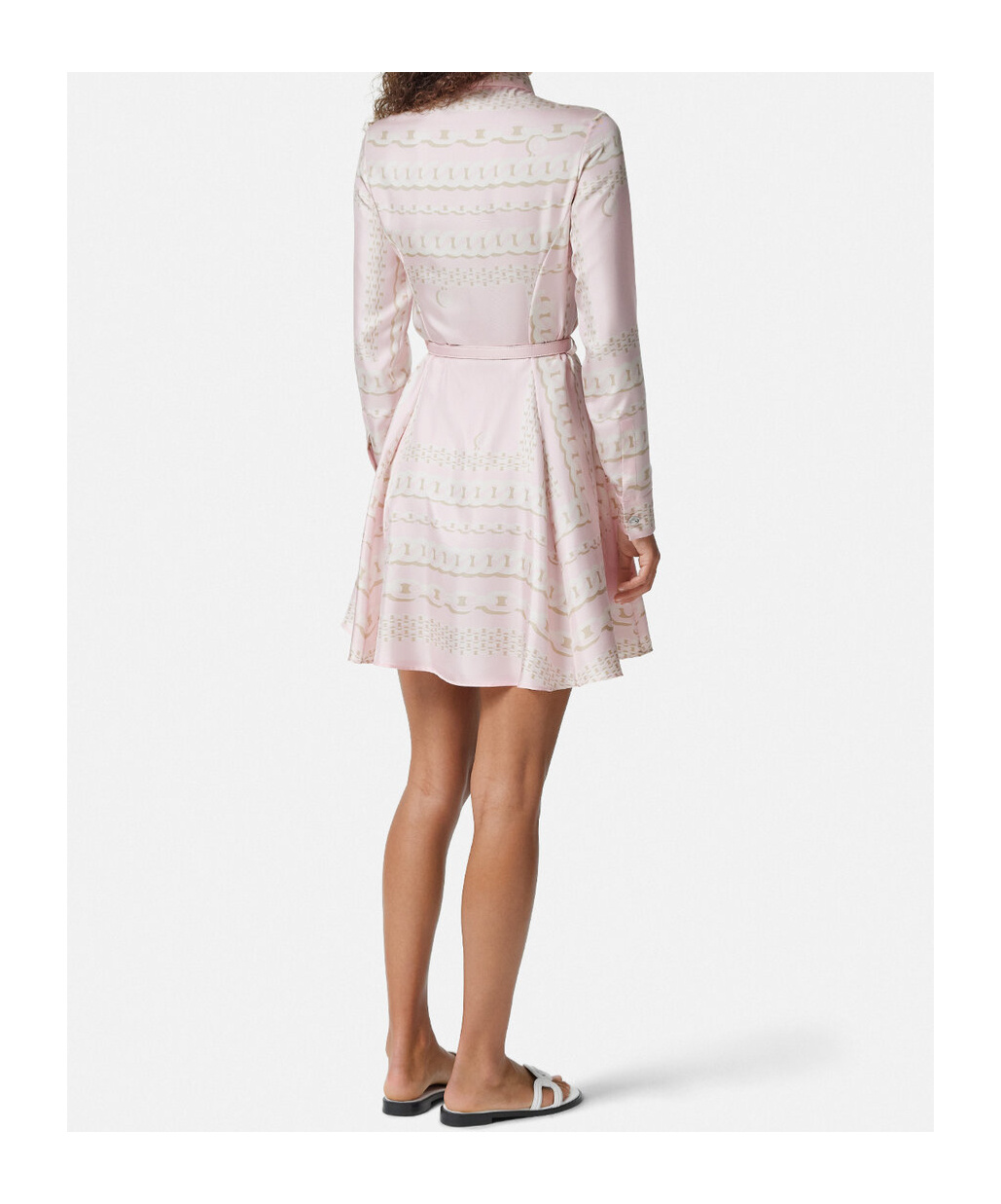 Versace Barocco Chain Pattern Mini Shirt Dress In White