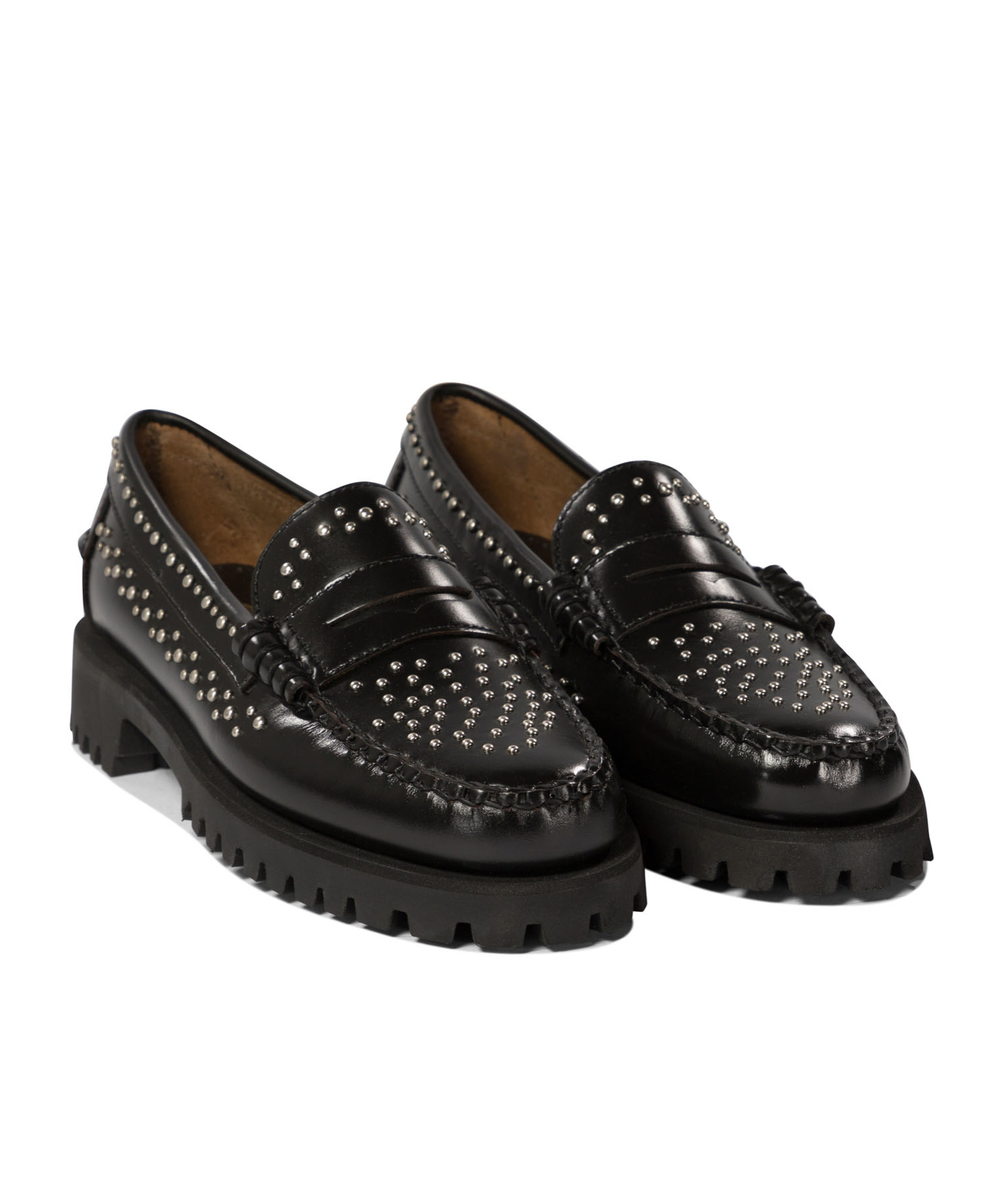 Sebago Chunky Sole Leather Loafers With Studded Design