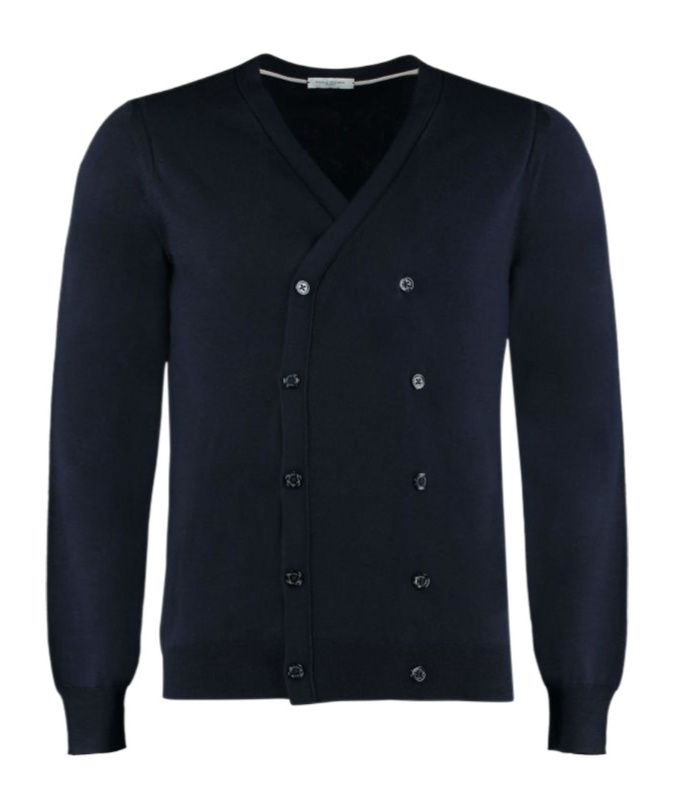 Paolo Pecora Long-sleeved Knitted Cardigan In Black