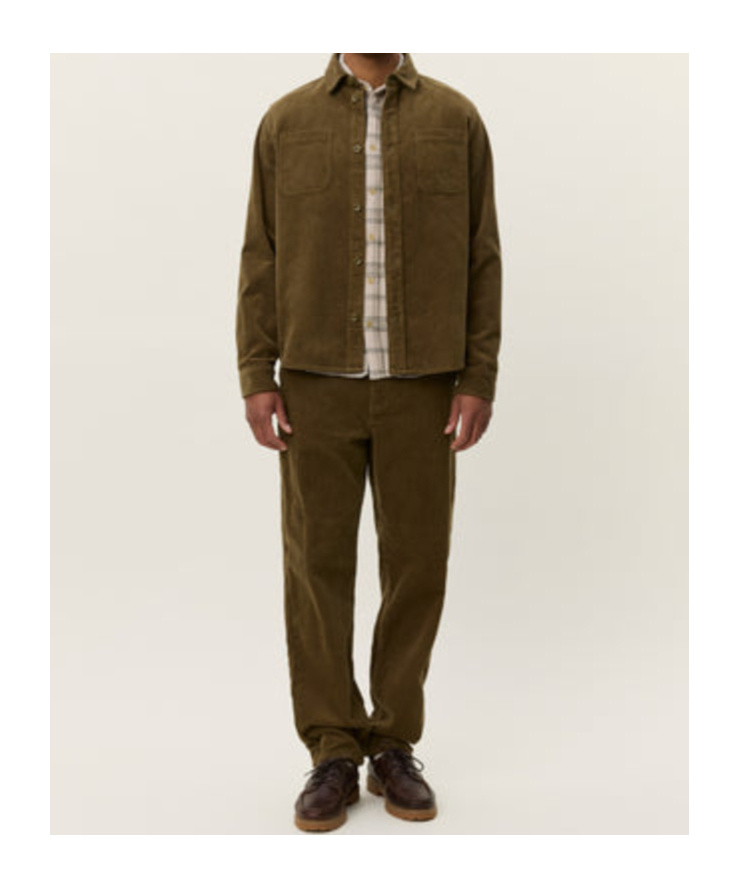 Les Deux Kody Corduroy Overshirt In Green
