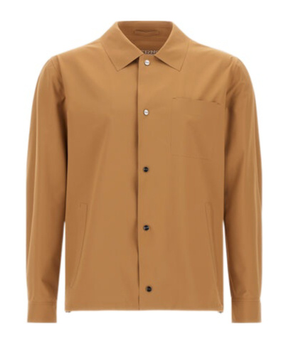 Herno Lightweight Double Bi-stretch Brown Jacket With Classic Collar In Brown