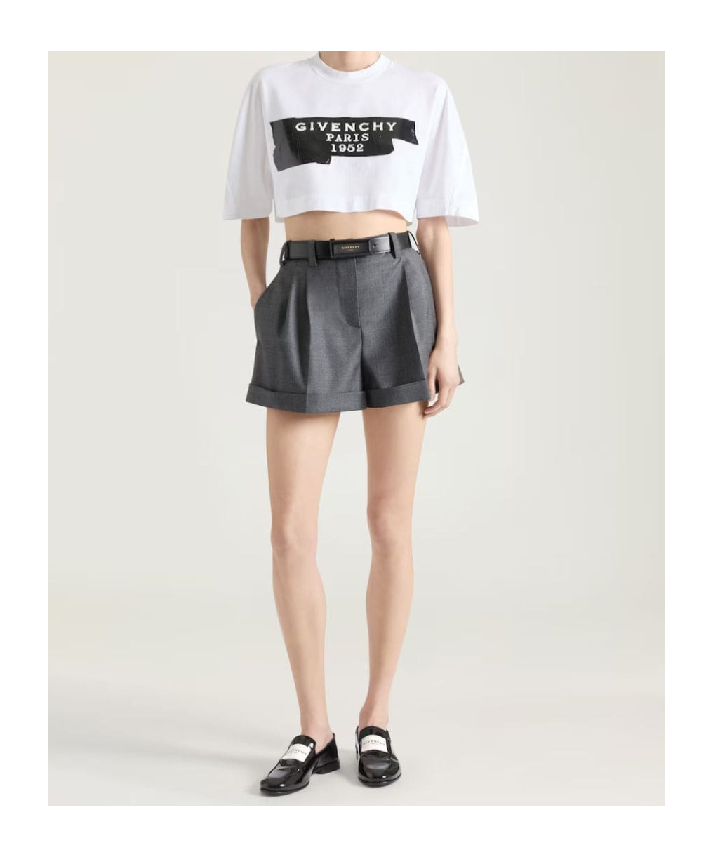 Givenchy Double Pleat Shorts In Wool In Gray