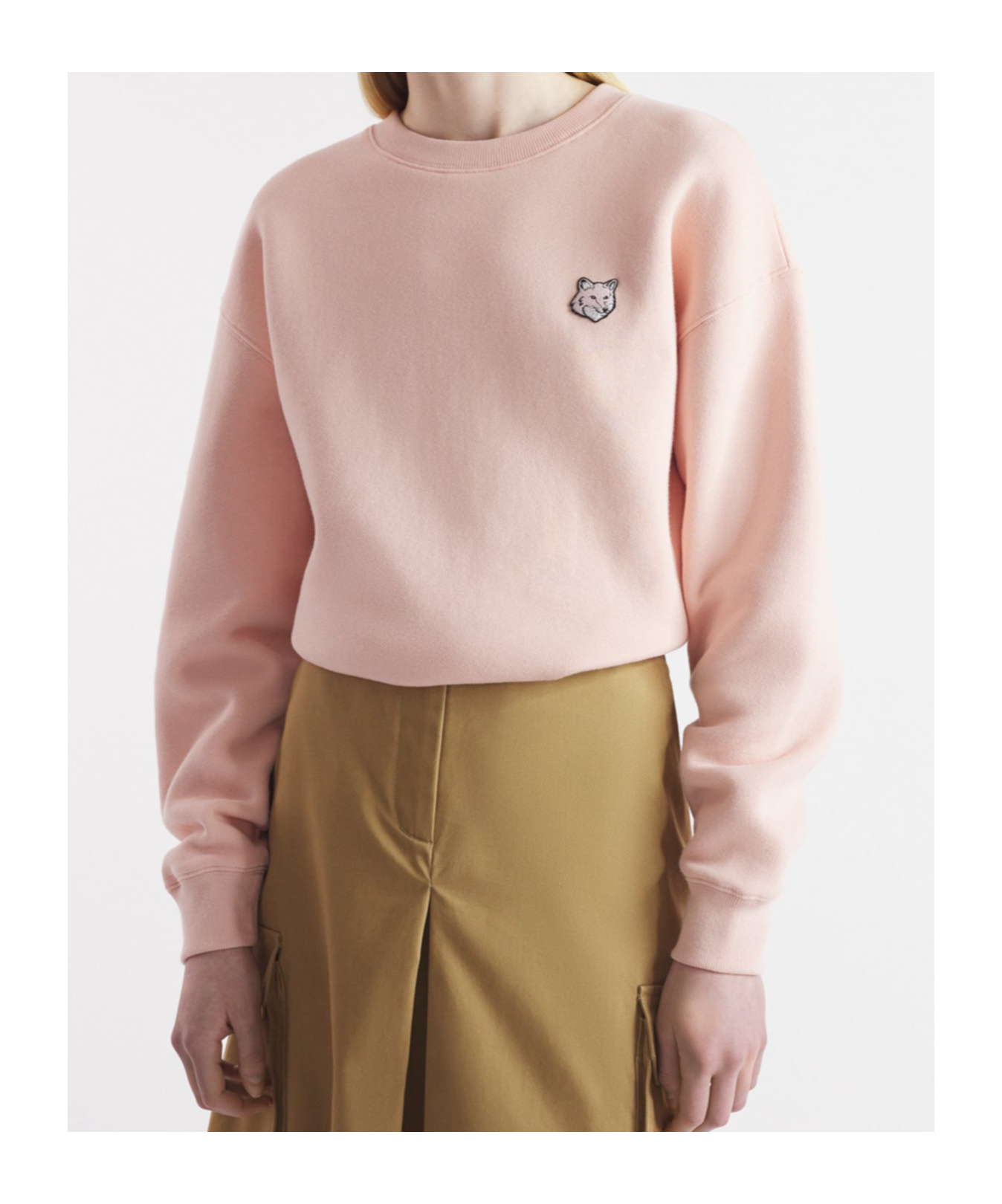 Shop Maison Kitsuné Bold Fox Head Patch Crewneck Sweatshirt In Pink