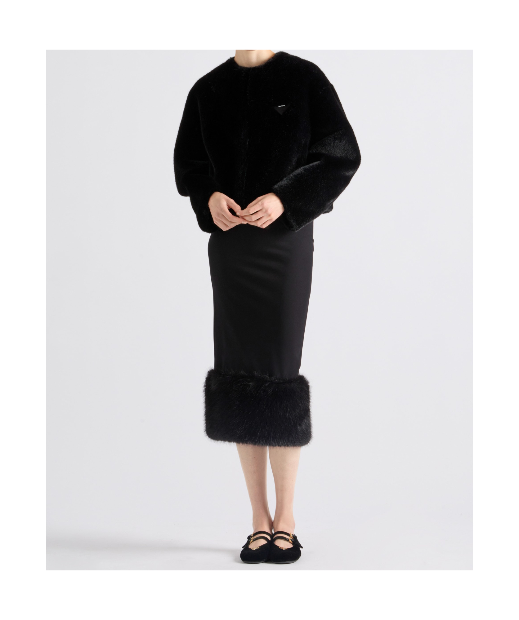 Prada Stretch Jersey Skirt In Black