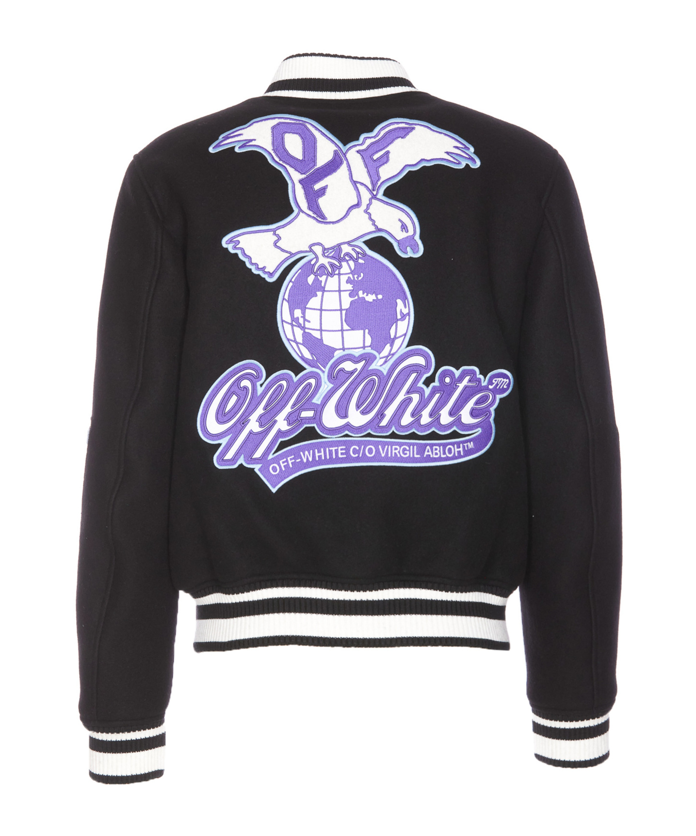 Off-white Off White Men Eagle Wool Varsity Jacket In Black
