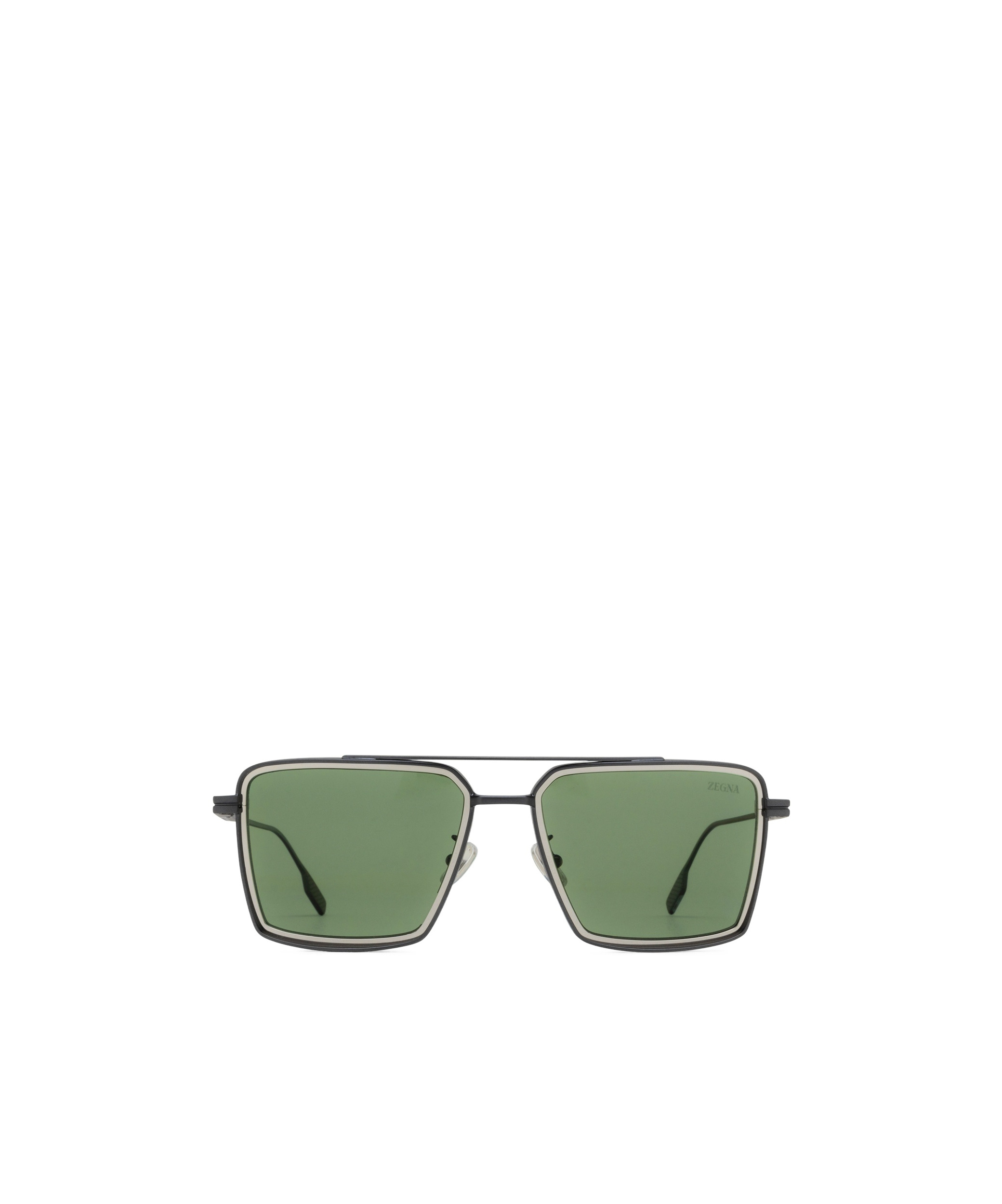 Zegna Geometric Frame Sunglasses In Gold