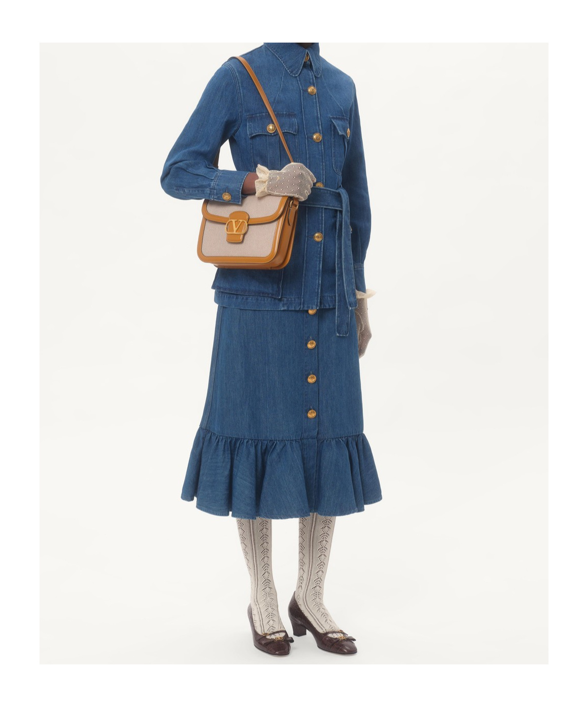 Valentino Garavani Women Solid Sahariana In Denim In Blue