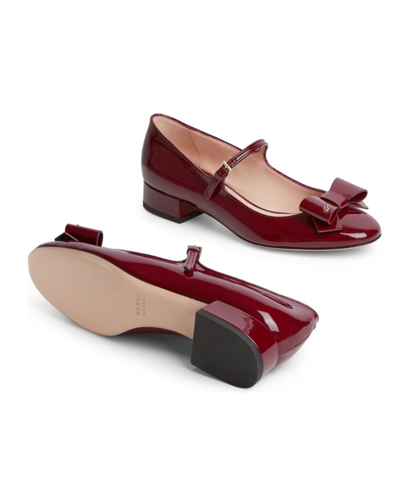 Gucci Women's Ballet Flat With Bow In Burgundy