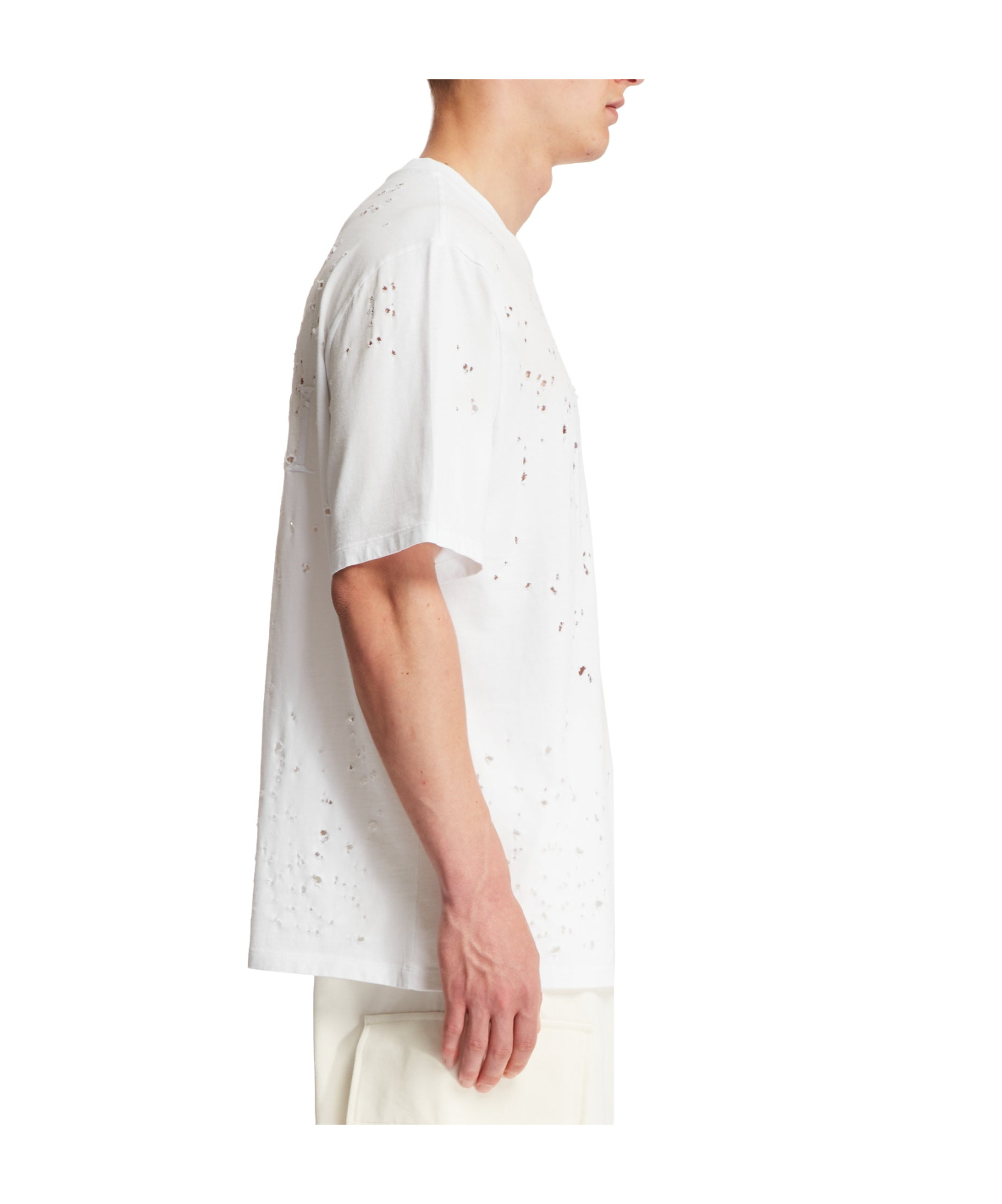 Amiri Crew Neck Distressed Detailing In White