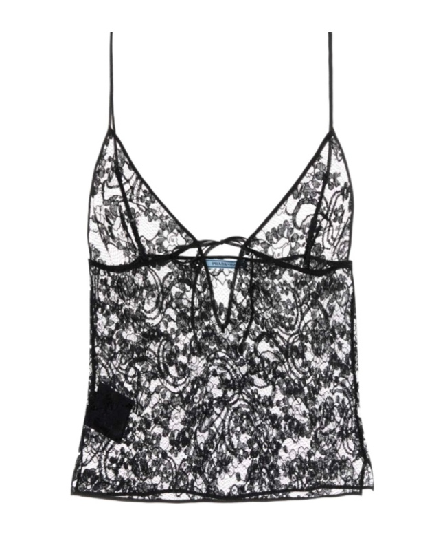 Prada Black Lace Top In Black