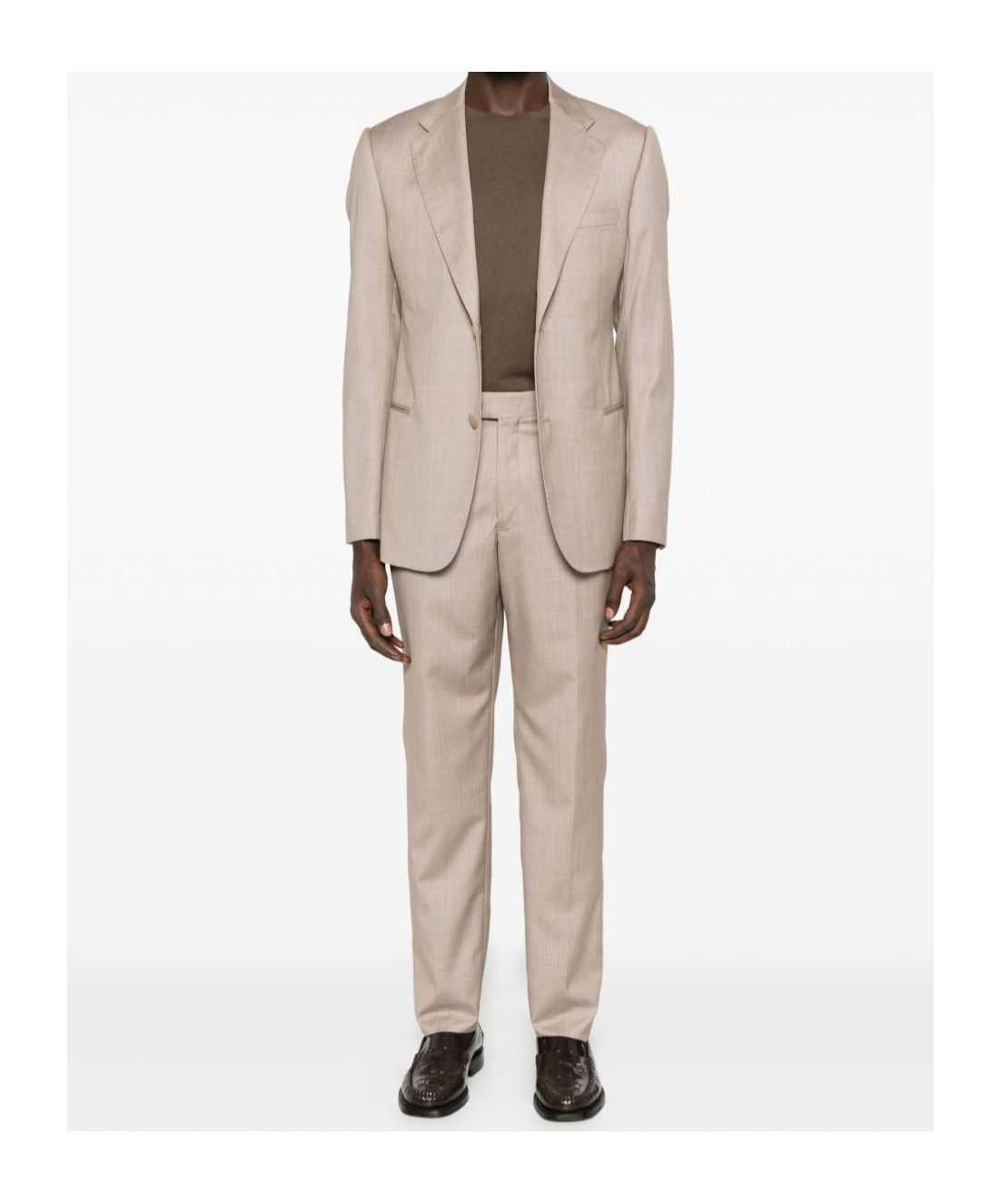 Emporio Armani Tailored Single-breasted Suit Featuring Pockets In Neutral