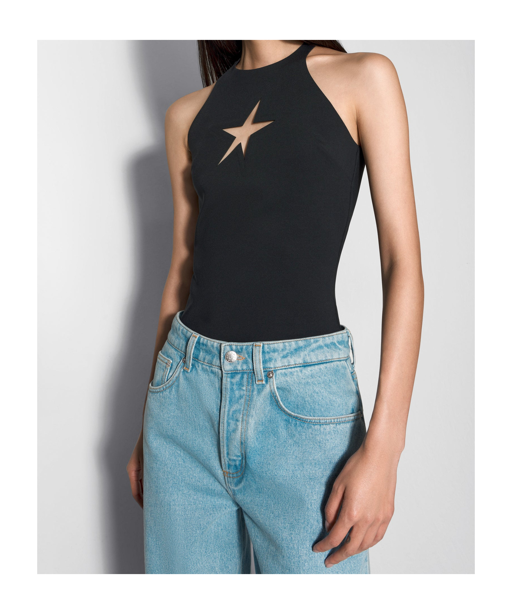Mugler Hollowed-out Star Top In Blue