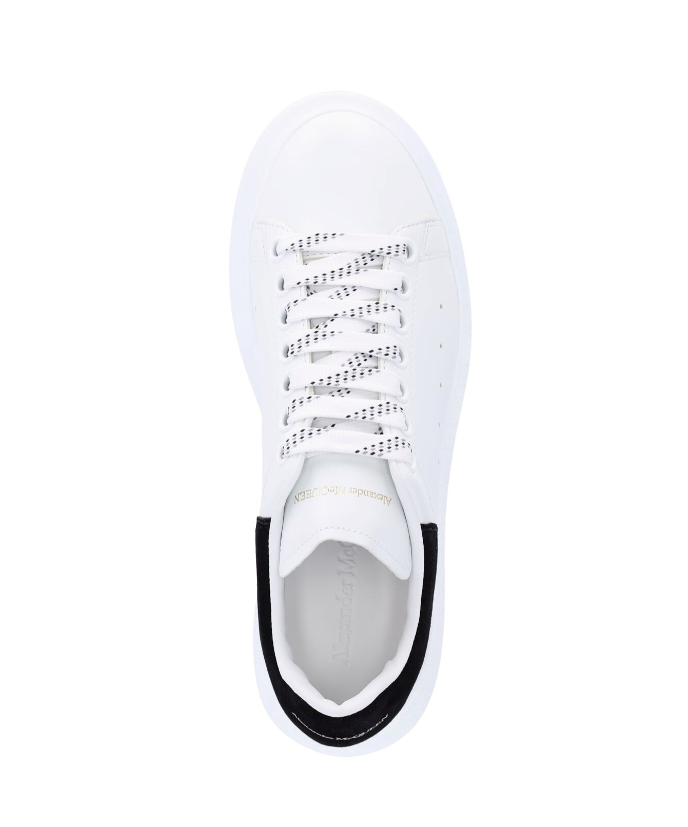 Alexander Mcqueen Leather Platform Sneakers With Round Toe And Contrasting Heel Tab In White