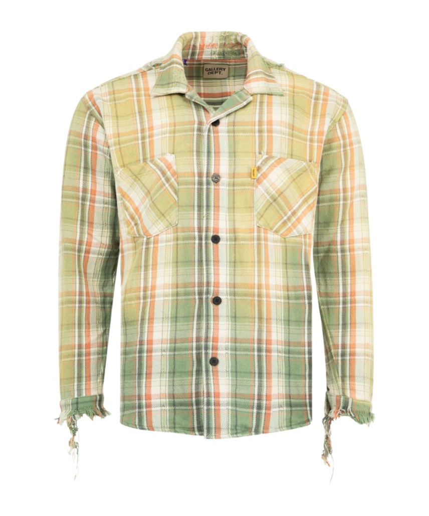 Gallery Dept. Mens Light Green Marley Plaid-print Cotton Flannel Shirt In Multi