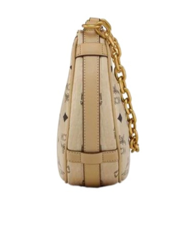 Mcm Aren Crescent Hobo Bag In Visetos In Neutral